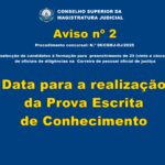 Data para a realização da Prova Escrita de Conhecimento